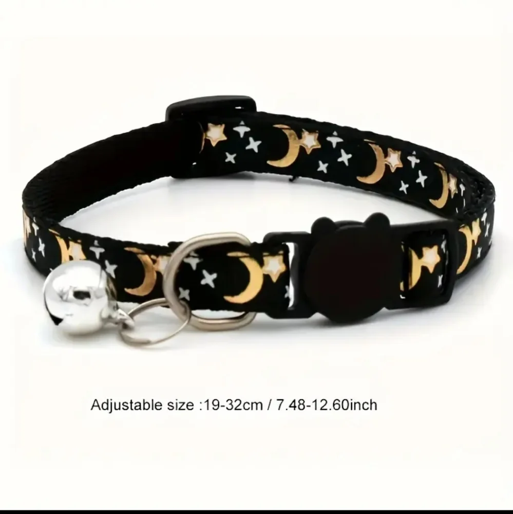 2pc Adjustable Pet Collars For Dogs, Moon Star Design, Pick Your Colors
